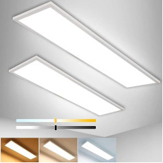 Dimmable LED griestu apgaismojuma panelis 120 x 30 cm ar tālvadības pulti, 2 gab., 40 W 3200 LM griestu lampas spēcīga gaisma, silta/ dabiska/ auksta balta gaisma, īpaši plāns plakans apgaismojums birojam, darbnīcai,