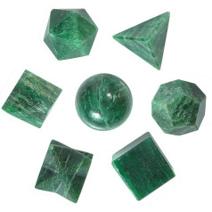 Crocon Green Aventurine7Pcs Platoniskie cietie kristāli ģeometrijas komplekts, Platoniskie cietie svētie ģeometriskie akmeņi meditācijai Reiki līdzsvarošanai, dziedināšanas, dziedināšanas, čakru akmeņu attīrīšanai, garīgai laimei (15-20 