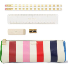 kate spade new york Penālis un zīmuļu futrālis ar biroja piederumiem, rāvējslēdzēja kabatā, ieskaitot 2 zīmuļus, asinātāju, dzēšgumiju un lineālu