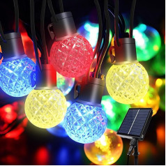 EXTRASTAR pasaku gaismas RGB Solar Smart 9 + 2 m āra apgaismojums ar 25 G40 RGB LED spuldzēm, ūdensizturīgs, pasaku gaismas dekorēšanai dzimšanas dienā, dārzā