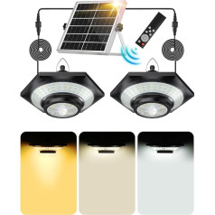 FabStyl Pack of 2 Solar Hanging Lights 5 W 4000 LM ar kustības sensoru Saules lampas Piekaramais apgaismojums āra iekštelpām 4400 mAh IP65 Ūdensizturīgs Silta / dabiska / vēsā balta gaisma 5 režīmi dārza lapenei Pergola