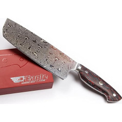 Eagle U-Grip Nakiri nazis 18 cm Pilns damaskas tērauds 108 slāņi / vīles paplātes G10 Black/Red/White