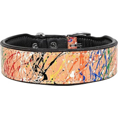 Michur Graphiti Brown Colourful Speckled Leather Dog Collar, odinė apykaklė, rankų darbo, kiekviena apykaklė yra unikali, įvairių dydžių, su tinkamu pavadėliu