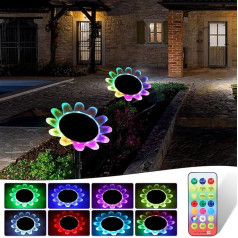 AGM Solar Petal Light Tālvadības pults Saulespuķu zāliena apgaismojums Āra IP68 ūdensizturīgs 8 krāsas Piemērots peldbaseinu, dārzu, zālienu, dārza celiņu apgaismojumam