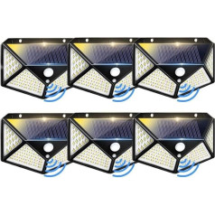 m MU 6 Stück Solarlampen für Außen mit Bewegungsmelder, solarstrahler für Außen 100LED Solar Aussenleuchte 3 Modi Solar Wandleuchte Aussen IP65 Solarlicht Solarlampe für Garten, Stufen, Garage