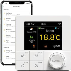 EZAIoT WiFi viedtermostats gāzes katla istabas sildītāja temperatūras kontrole 220 V (3A), laikapstākļu un mitruma kontrole, programmējams, daudzvalodu Alexa un Google Assistant balss vadība