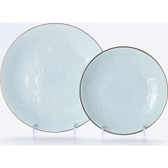 AICYAN The Blooming Chinese Shadow Blue Glaze Ware Dinner Plate Plate Set, keramikas šķīvju komplekts, 10