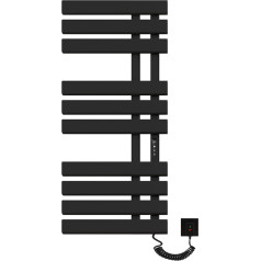 Elektriskais dvieļu radiators Vannas istabas radiators Elektriskais 500 x 1100 mm 380 W ar termostatu LCD skārienjūtīgais displejs, antracīts, IP45 Ūdensizturīgs radiators Enerģijas taupīšana - melns|||Down Right Line