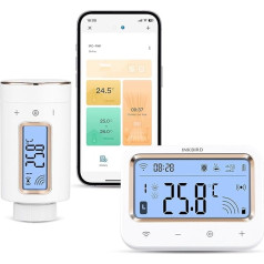 Inkbird IRC-RW1 WiFi radiatora termostats ar vārteju, lietotnes vadība, atgriezenisks ekrāns, 11 laika periodu temperatūras kontrole dzīvojamai istabai, vannas istabai, bērnu istabai utt.