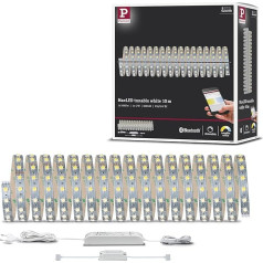 Paulmann 70565 LED lente MaxLED 500 Smart Home Bluetooth Basic komplekts 10 m noskaņojama balta, ieskaitot 1 x 47 vatu dimmējamu sudraba krāsas sudraba plastmasas LED lenti 3000 K