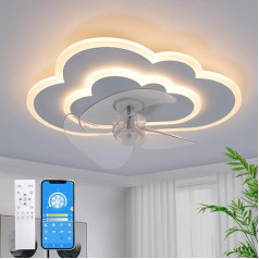 AOLED Griestu ventilators ar apgaismojumu LED mākonis Griestu gaisma ar ventilatoru Dimmable ar tālvadības pulti 6 ātrumi Lampa ar ventilatoru 52 W guļamistabai Dzīvojamā istaba Bērnu istaba 60 cm