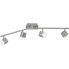 Reality Leuchten LED dekenleuchte Roubaix R82154107, Metall, Nickel matt, Acryl weiß, 4 x 4 Watt