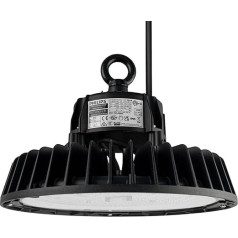 Ledvion Professional LED High Bay 150 W, Philips draiveris, 175 lm/W, 26 500 lūmenu, 6500 K, IP65, regulējams, energoefektīva NLO lampa, IP65 sertifikāts