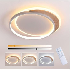 FANLG LED griestu gaisma Dzīvojamā istaba 30 W 50 cm LED griestu gaisma Dimmable ar tālvadības pulti Koka apaļa griestu lampa Guļamistabas lampa Moderns griestu apgaismojums dzīvojamai istabai Guļamistaba Virtuve Bērnu istaba