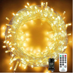 Bzavor Pasaku Lights āra un iekštelpu 55 m 500 LED ar kontaktdakšu 8 režīmi IP65 Pasaku Lights Ziemassvētku eglīte ballītēm Ziemassvētku dekorēšanai Dārza istaba Silti balta [A-rated energoefektivitāte], spīdoša