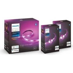 Philips Hue White & Col. Amb. Lightstrip Plus 2 m bāze + Lightstrip Plus 2 m pagarinājums, 16 miljoni krāsu, kontrolējams ar lietotni, saderīgs ar Amazon Alexa (Echo, Echo Dot)