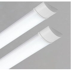 Sundertech LED gaismas josla, [Pack of 2] LED caurule 120 cm 3430 lm Cool White 6500 K, LED lampas mitro telpu apgaismojumam, darbnīcas griestu gaisma, garāžas lampas garāžai, pagrabam, darbnīcai, noliktavai, vannas istabai.