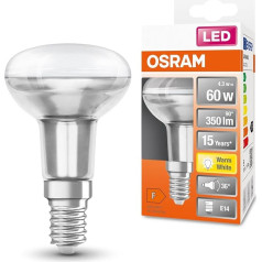 Osram LED Star R50 LED spuldze E14 ligzdai, atstarotāja spuldze, GL, 350 lūmeni, silti balta (2700 K), parasto 60 W spuldžu aizstājēja, bez apgaismojuma, 6 gab. iepakojumā