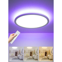 RGB LED griestu gaisma ar tālvadības pulti: 28 W 30 cm apaļa balta plakana krāsu maiņas griestu gaisma guļamistabai viesistabai vannas istabai virtuves apgaismojums