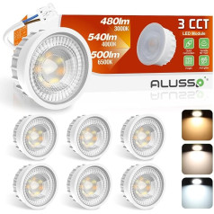 ALUSSO LIGHTING LED modulis Ultra Flat Diametrs 50 x 25 mm iegremdējamiem prožektoriem, 6 W, 540 lm, 230 V, silti balts, dabiski balts, vēss balts, aptumšojams, aizvieto GU10 MR16 spuldzes, IP44 ūdensizturīgs, iepakojums