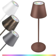 GGNOO LED galda lampa bezvadu gaismeklis bezvadu apgaismojuma daudzkrāsains RGB galda lampa bezvadu uzlādējama ūdensizturīga LED galda lampa ar akumulatoru guļamistabai, restorānam, viesnīcai, dārzam, bāram (brūna)