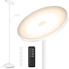 OUTON stāvlampa LED ar lasīšanas lampu, 27 W/2400 LM, 27 W/2400 LM gaismeklis ar 7 W lasīšanas lampu, 4 krāsu temperatūras, tālvadības pults, 1H taimeris, 178 cm grīdas lampa viesistabai,