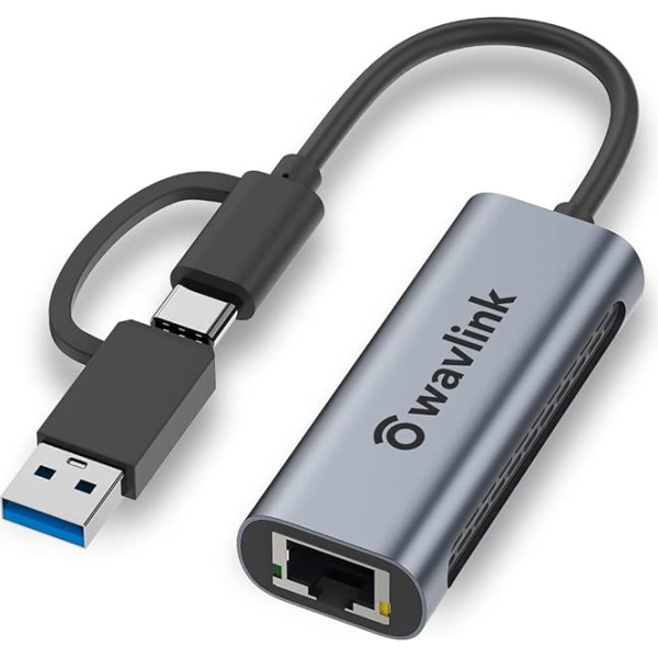 USB 3.0/USB C uz 2.5G Ethernet adapteris, WAVLINK USB LAN adapteris ar 2500Mbps, Thunderbolt tīkla adapteris Mac OS, Windows, Linux, Dell XPS, Surface Pro utt.