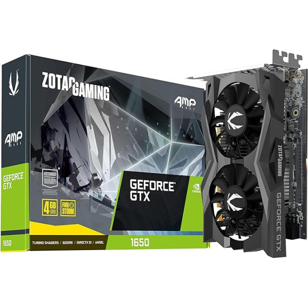 ZOTAC Gaming GeForce GTX 1650 AMP CORE 4GB GDDR6 128 bitu spēļu grafikas karte, īpaši kompakta, ZT-T16520J-10L