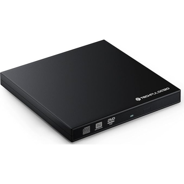 techPulse120 USB 3.0 un C tipa ārējais DVD CD ierakstīšanas rakstītājs, lasītājs, rakstītājs, ierakstītājs, superdrive DVDRW CDRW Ultraslim C tipa datoram, galddatoram, piezīmjdatoram, ultrabookam, Win10, MacOS, Apple iMac, MacBook Pro