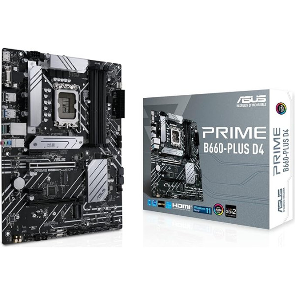 ASUS Prime B660-PLUS D4 LGA 1700 (Intel 12th Generation) ATX Motherboard (PCIe 4.0, DDR4.3xM.2 Slots, 2.5GB LAN, Front USB 3.2 Gen 1 Type-C, Thunderbolt 4 Header Support)