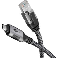 Goobay 70753 USB-C ir RJ45 Ethernet CAT 6 kabelis, skirtas stabiliam laidiniam interneto ryšiui su maršrutizatoriumi / modemu / tinklo komutatoriumi / pakeičia USB ir RJ45 adapterį / 1 Gbps / 7,5 m