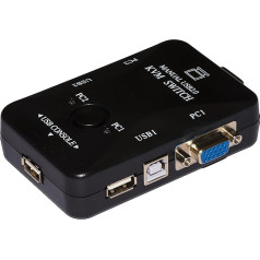 LINK LKKWM2 Kvm slēdzis 2 datoriem USB/VGA ar 1 peli, 1 USB tastatūru un 1 VGA monitoru ar pievienotu kabeli