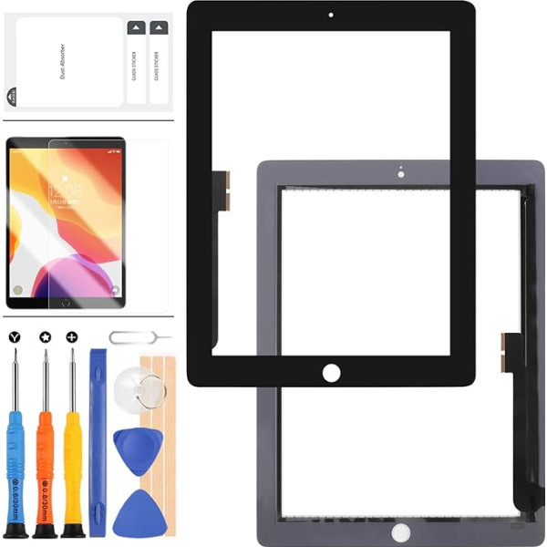 LADYSON Touchscreen Digitizer für iPad 3 3. Generation A1416 A1430 A1403 LCD-Bildschirm für iPad 4 4. Generation A1458 A1459 Touchscreen Ersatz Kit mit Homebutton mit Werkzeugen (schwarz, nicht LCD