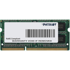 Patriot Signature 8GB DDR3 1600 MHz SODIMM modulis (8 GB, 1 x 8 GB, DDR3, 1600 MHz, 204 - pin SODIMM) PSD38G1600L2S