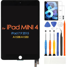 Ersatzbildschirm für iPad Mini 4 für iPad A1550 A1538 LCD-Display für iPad Mini 4 2015 7,9 Zoll Digitizer Touchscreen Montage mit Werkzeug, gehärtetes Glas