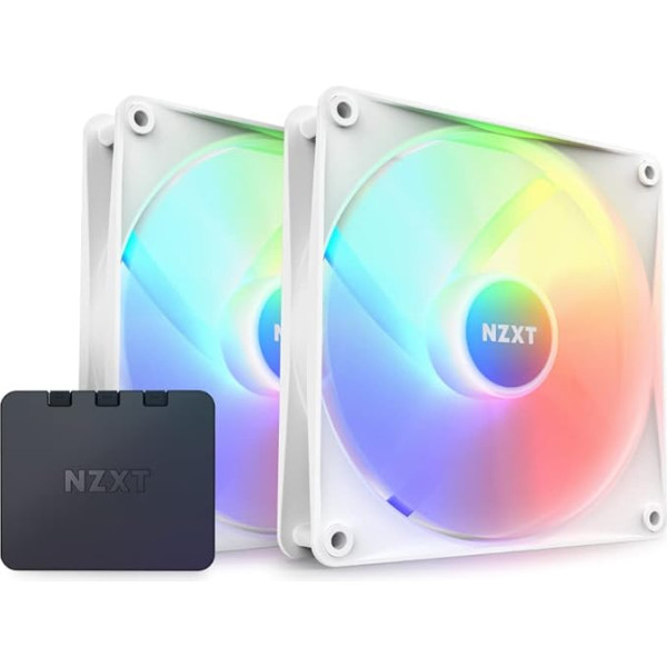 NZXT F140 RGB Core Twin Pack - 2 × 140 mm RGB ventilatori ar RGB vadību - 8 individuāli regulējamas gaismas diodes - daļēji caurspīdīgas ventilatora lāpstiņas - PWM vadība - CAM programmatūra - balts