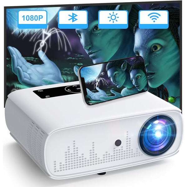 HOPVISION Beamer,4K Beamer 15000 Lux Native 1080P WiFi Beamer Full HD Heimkino Video Beamer 4K Bluetooth Beamer 350'' Display kompatibel mit TV Stick, HDMI,USB, X-Box, iOS/Android