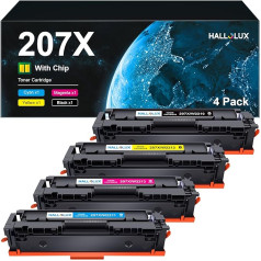 HALLOLUX 207X 207A tonerių rinkinys, skirtas HP Color Laserjet Pro MFP M283fdw M255dw 282nw M283fdn M255nw W2210x W2210a (juodas, žydras, purpurinis, geltonas, 4 vnt.)