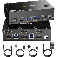 KVM HDMI переключатель, 2 в 1 выход USB KVM переключатель обмена монитор мышь клавиатура HDMI переключатель 4K @ 60 Гц для ноутбука, ПК, PS4, Xbox, обновление