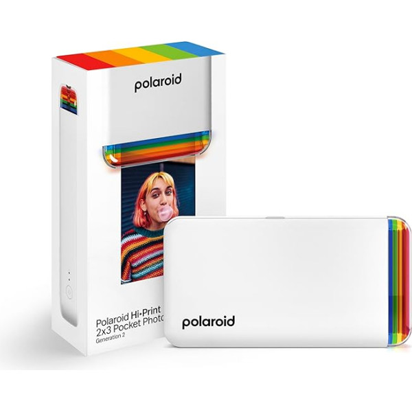 Polaroid Hi-Print - 2. paaudze - Bluetooth savienots 2x3 kabatas foto printeris ar krāsu subinterfektu - balts