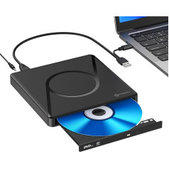 PHIXERO ārējais 3D Blu-ray DVD ierakstīšanas USB 3.0 pārnēsājamais Blu-ray diskdzinis ar 100 GB disku ierakstīšanas funkciju un USB kabeli Mac OS, Windows XP/7/8/10, Linux, Vista, klēpjdatoram, portatīvajam datoram