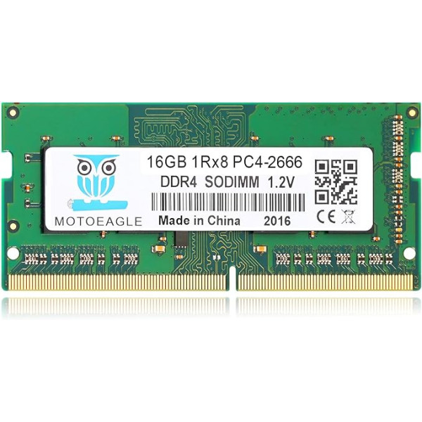 16GB 1RX8 DDR4 2666MHz SODIMM PC4-21300 (PC4-2666V) Non-ECC operatīvā atmiņa portatīvajiem datoriem, nesobuferēta, dubultā ranga, 260 pin