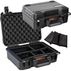 YPC Xplorer Case M - 40 cm x 33 cm x 16,5 cm Cietais futrālis Āra futrālis Foto futrālis Ūdensnecaurlaidīgs kameras futrālis Cietais futrālis Transportēšanas futrālis dronam, instrumentu kaste Tukšs, stackable, melns, koferis