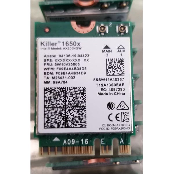 Intel Killer Wi-Fi 6 AX1650x AX200 M.2 2230 Bluetooth 5.2 WLAN karte (komplektā)