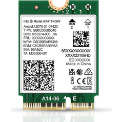 Intel AX411 Double Connect WiFi 6E (Gig+) CNVio2 trīsjoslu 2,4/5/6 GHz bezvadu adapteris AX411NGW 802.11ax 2,4 Gbps Bluetooth 5.3 Bez vPro