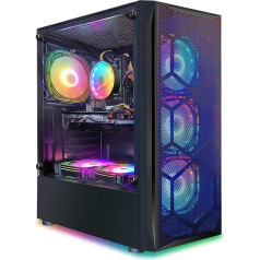 STGsivir - Spēļu galddators, Radeon RX 580 8Go GDDR5, Intel Core i7 3.4GHz - 3.9GHz, 16G RAM, 512G SSD, 600 M WLAN, BT 5.0, RGB ventilators x 6, W10H64 Spēļu datora tornis spēlētājiem un straumēšanai