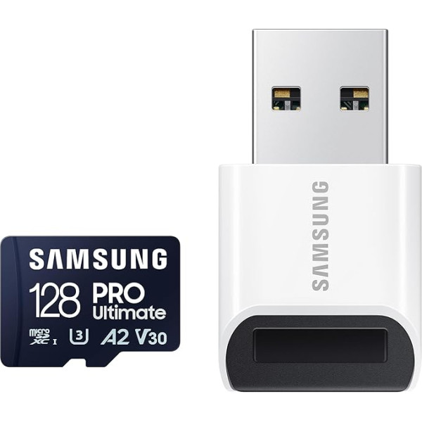 Samsung PRO Ultimate 128GB UHS-I U3 200MB/s lasīšanas ātrums 130MB/s rakstīšanas ātrums Micro SD atmiņas karte ar USB karšu lasītāju viedtālrunim, dronam vai videokamerai