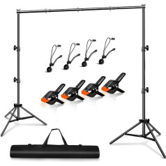 Heysliy Backdrop Stand Set, 3m x 2m Photo Backdrop Stand, Adjustable Height and Width Backdrop Stand for Decoration, Photo, Party