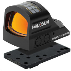 Holosun HS507C Open Reflex Red Dot Sight + Interchangeable 2MOA Point, 32MOA Circle Reticle Solar Cell and Included HS-SMP Lock Adapter Plate for Glock Pistols - 70143966