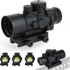 ToopMount Tactical Rifle Scope 3 x 30 mm Red or Green Reticle Red Dot Sight with 20 mm Weaver/Picatinny Rail Mount for Outdoor Activities